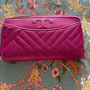 Tory Burch Alexa wallet. Raspberry